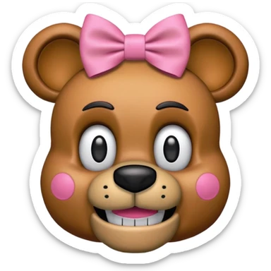 Freddy fazbear with pink bow on top of his head sticker