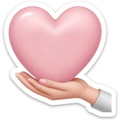 light pink heart laying in white hands sticker
