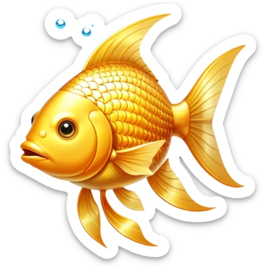 Bright golden fish with radiant glowing scales alongside a shining golden omega-3 capsule. Both elements emitting strong beams of light and sparkles, surrounding them with a brilliant aura. The scene is filled with luminous particles and light rays creating a magical, bright effect. sticker