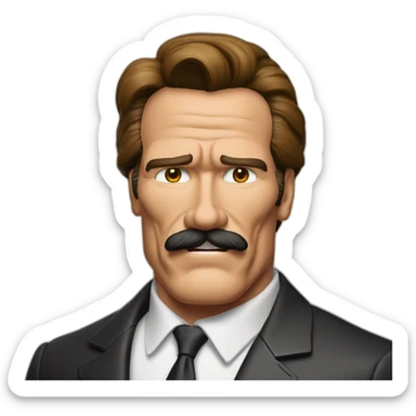 Arnold Schwarzenegger disfrazado de científico con bigote sticker