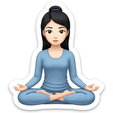 White girl  with black hair meditating sticker