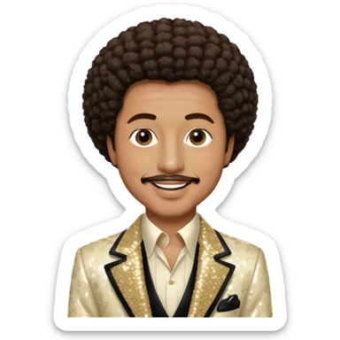 William Powell from The O'Jays with light tan skin, dark brown afro hair, cream sequin outfit sticker