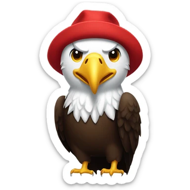 bald eagle wearing a red hat sticker