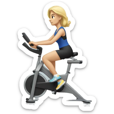 Blonde woman on stationary bike sticker