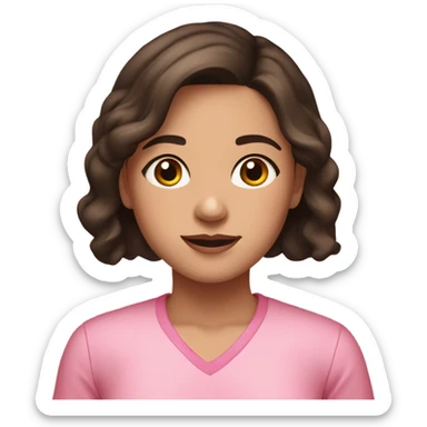 portrait of brunette girl with brown eyes wearing pink. Girl who just had heart surgery sticker