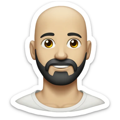 White bald man with black beard and heart tattoo under left eye sticker