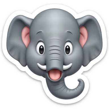 Cinematic Cute Yawning Elephant Portrait Emoji, Head tilted slightly with a dramatic, wide-open yawn, showcasing a soft, wrinkled gray hide with gently drooping ears and large, sleepy eyes, Simplified yet irresistibly adorable features, highly detailed, glowing with a soft, cozy glow, high shine, relaxed yet expressive, stylized with a touch of tender whimsy, bright and endearing, soft glowing outline, capturing the essence of a drowsy yet affectionate elephant, so drowsy it feels like it could stretch out of the screen and curl up for a nap! sticker