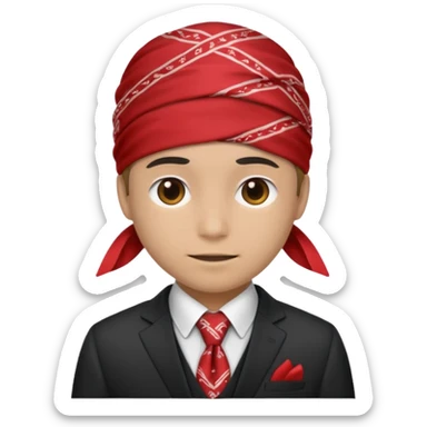 Character wearing a bandana and a suit sticker