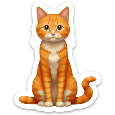 full body solid orange domestic shorthair slim cat sitting sticker