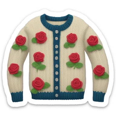 Knit sweater with roses design sticker