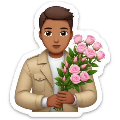 The bad boy is holding a bouquet of pink jasmine roses sticker