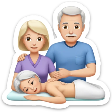 60-year-old white man giving massage to 60-year-old white woman sticker