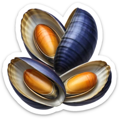 emoji of 3 open mussels sticker