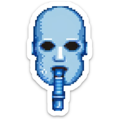 Pixelated blue mouthpiece with breathing tube and nose clip for VO2 max testing, no face sticker