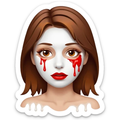 Brown Hair, Woman, white paint drip, face, hot, Sexy, lips sticker
