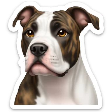 Black and Blonde Brindle Female American Staffordshire with brown eyes sticker