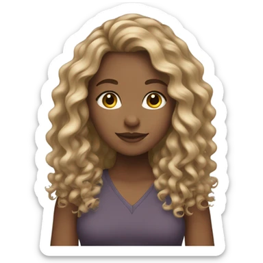 Mixed girl with long curly brown hair and blonde highlights  sticker