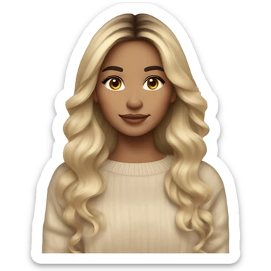 Mexican girl Blonde balayage long hair women beige sweater with iphone sticker