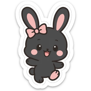 BLACKPINK-inspired chibi sticker, black and pink bunny, adorable and playful sticker