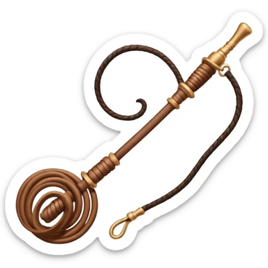 cowboy whip object icon, coiled leather whip, wooden handle, western style, 3D cartoon, mobile game icon style, centered, clean background, soft shadow, no text, no watermark
 sticker