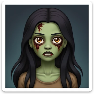 zumbi com cabelos pretos e longos mulhere sticker