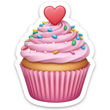 Light Pink Cupcake With Heart And Sprinkles sticker