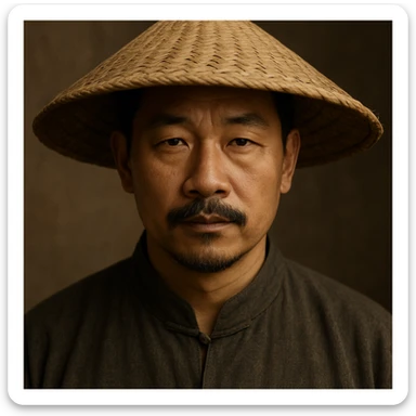 chinese man wearing rice paddy hat, style 4 sticker