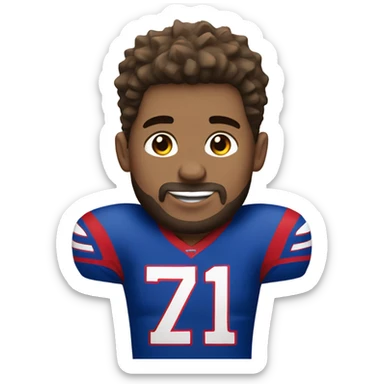 White guy spikey brown hair wearing bills jersey  sticker