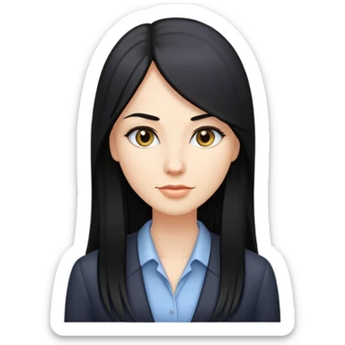 business woman long straight caucasian long black hair sticker