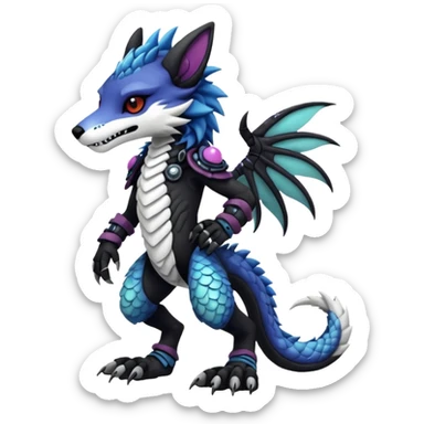 Cool gothic cute badass Scaley cyber-Vernid-Protogen-Primagen-Sergal-Fursuit-furry-fursona sticker