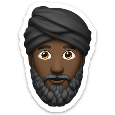 homme noir avec une très longue barbe noir un turban à carreaux blancs et une longue djellaba blanche sticker