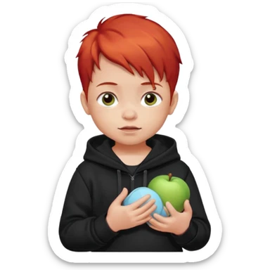 baby with red hair and black hoodie sticker