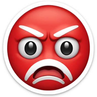 an angry Swiss flag with clenched eyes and mouth, simple emoji style sticker