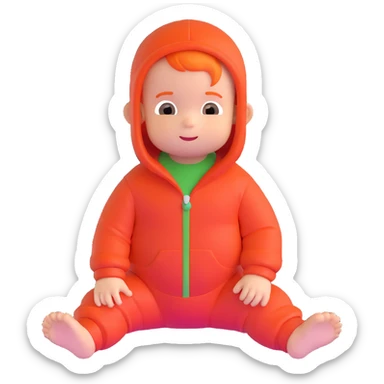 baby Jack Jack from The Incredibles with orange hair in red onesie sticker