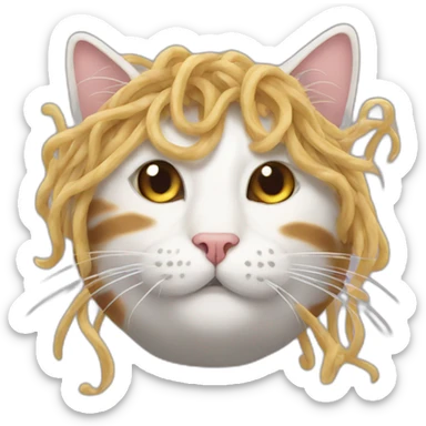 a cat with noodleshair sticker