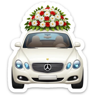luxury car with wedding decorations, horizontal sticker
