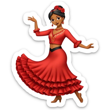 Cinematic Realistic Flamenco Pop Culture Emoji, featuring an expressive portrayal of traditional Spanish dance rendered with dynamic textures and passionate, vibrant lighting. sticker