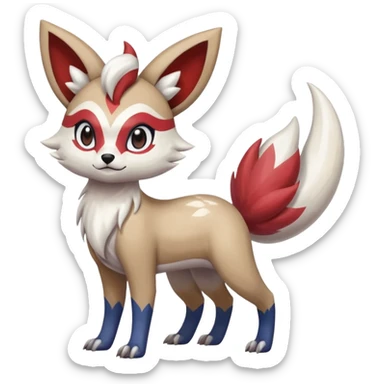 Colorful Skilled Adept Graceful Asian Painted Meloetta-Furret-Lycanroc-Absol-Zangoose-fusion-hybrid-creature (full body) sticker