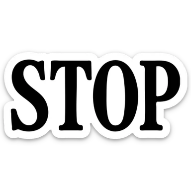 the word STOP in soft blue-grey color, solid filled icon style, serif font sticker