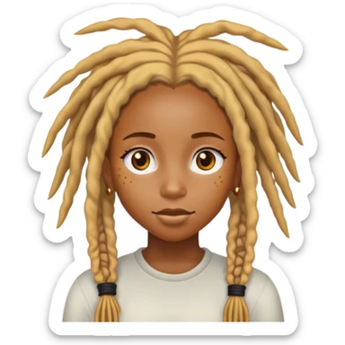 Black girl with honey blonde dreads and freakles sticker