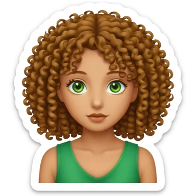 tan green eyed girl with curly hair cute sticker