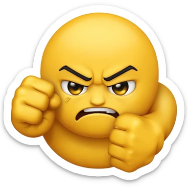 angry yellow emoji threatening with fist sticker