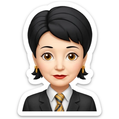 Very old women with Necktie. different hair style, black hair. sticker