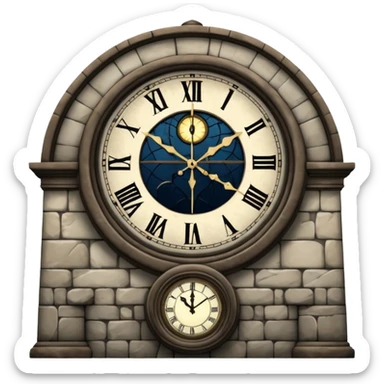 tower with giant circular clock face, hands glowing at midnight
 sticker