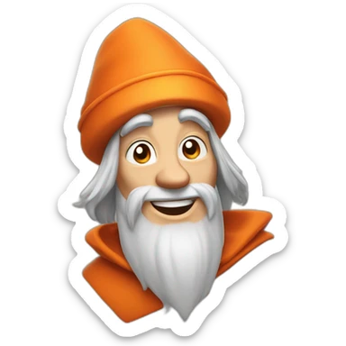 portrait smiling of a wizard style of Merlin, with orange cap, with thumbs up in Pixar style sticker
