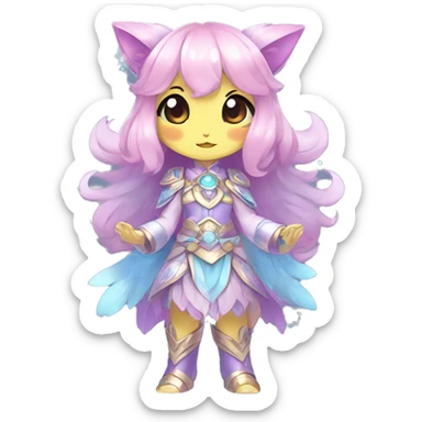 Cute Kawaii Chibi Anthro Sona Colorful Ethereal Pretty see Godly Celestial Shiny Fakemon Full Body sticker