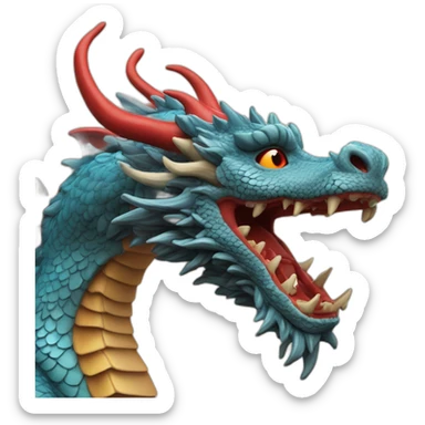 Un dragon chinois fais avec des traits fins et rouges sticker