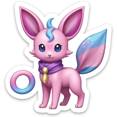 Shiny Cool Sparkly Cute Espeon-Sylveon-Nidorino-Fakemon-hybrid-fusion with a scarf full body sticker