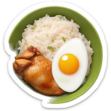 chicken thigh rice bowl with two eggs sticker