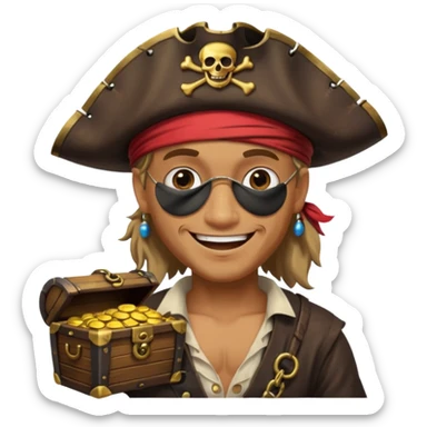 pirate with treasure. sticker